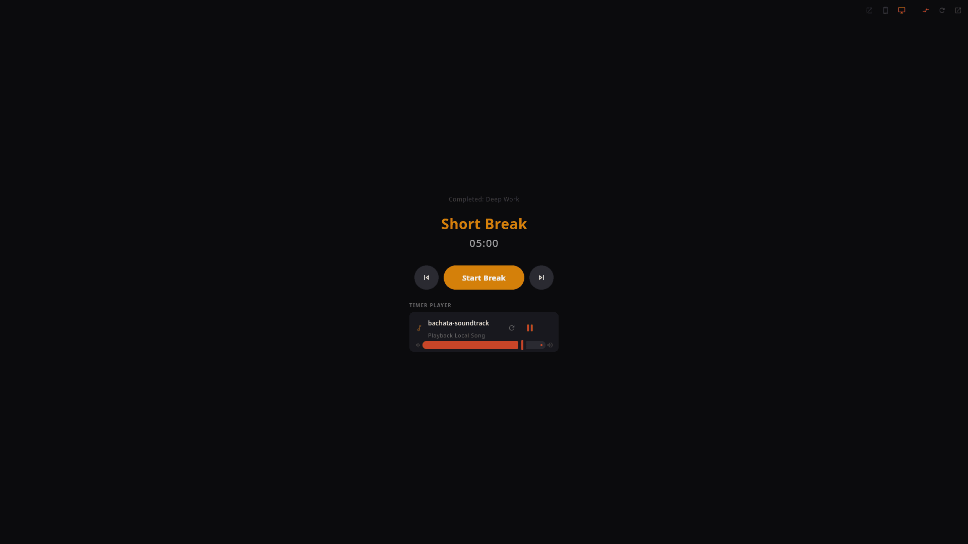 JCTimer Desktop transition screen announcing the next break before it begins